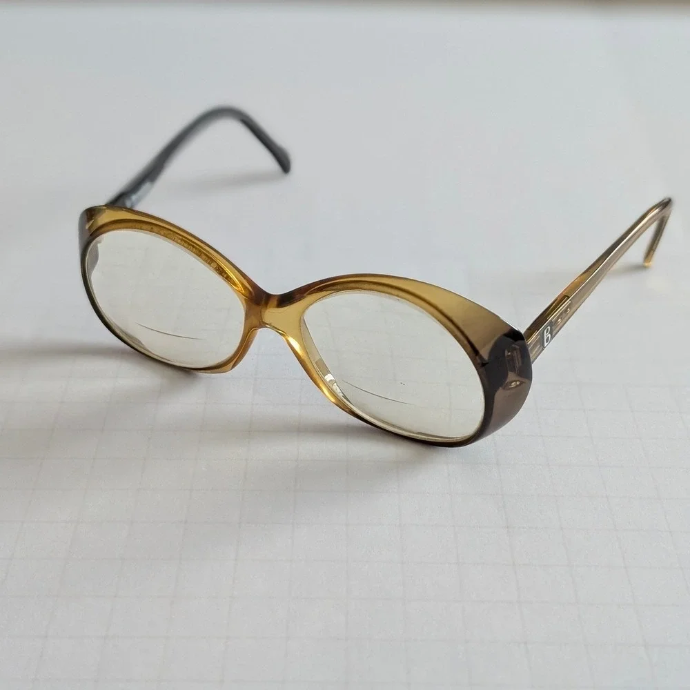 T. Brogan Optyl 8730-20 VTG Round Eyeglass Frame Amber Tortoise Germany 56-16